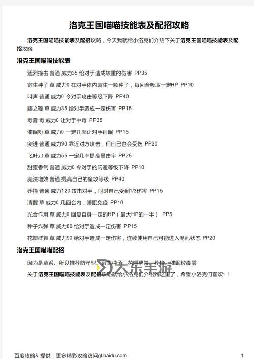 洛克王國(guó)喵喵屬性,洛克王國(guó)喵喵的技能圖1